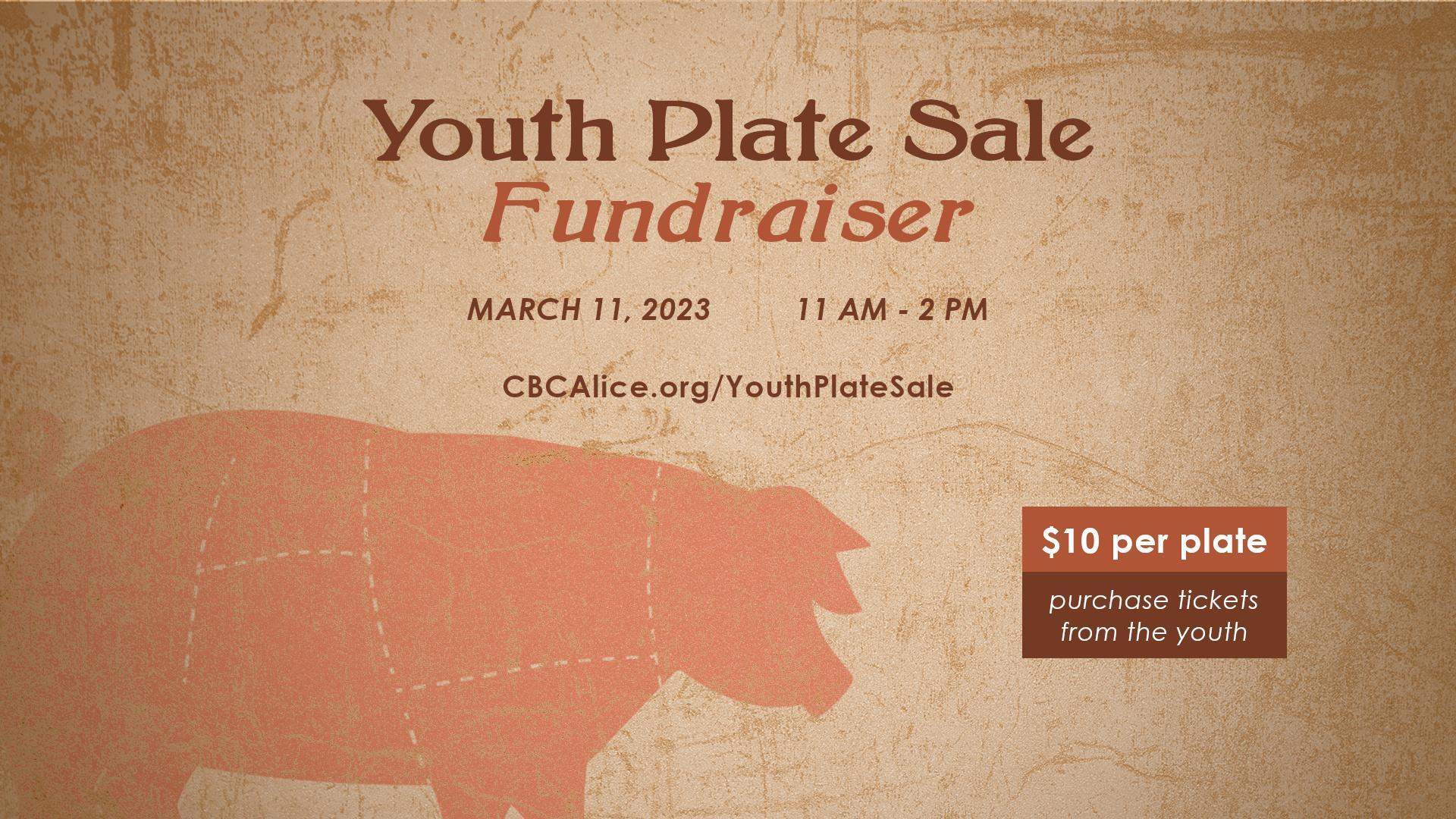 Pig and information about the youth plate fundraiser on March 11, 2023